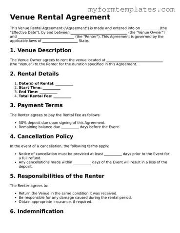 Venue Rental Agreement Document