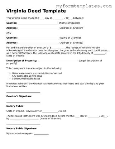 Official Deed Form for the State of Virginia