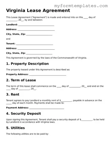 Official Lease Agreement Form for the State of Virginia