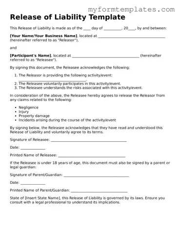 Release of Liability Document