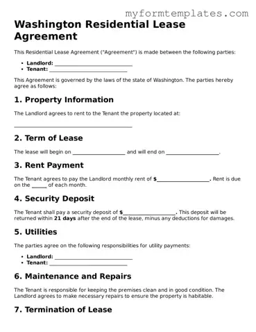 Official Residential Lease Agreement Form for the State of Washington
