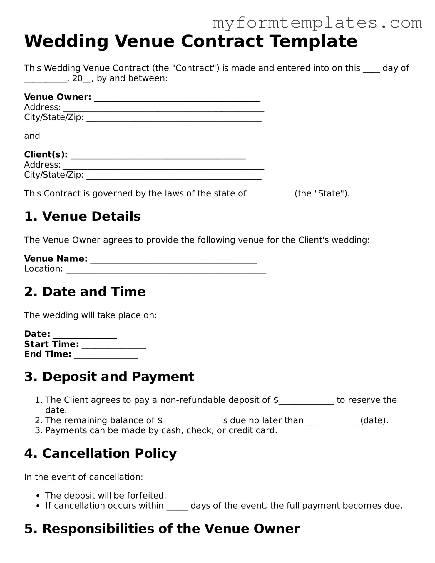 Wedding Venue Contract Document